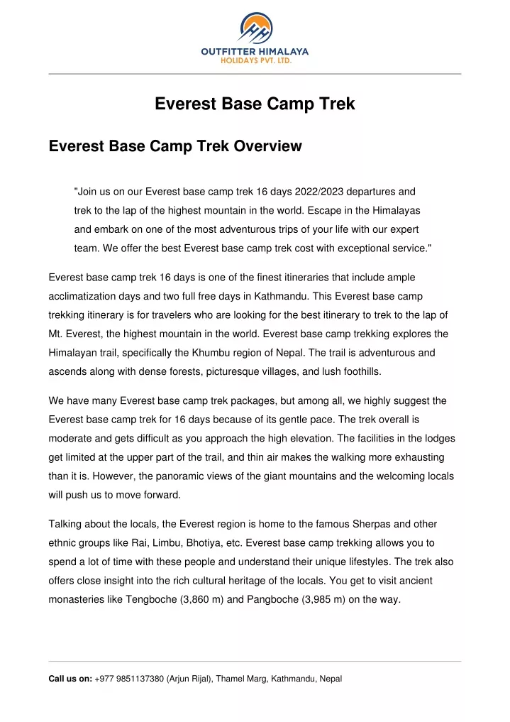 everest base camp trek