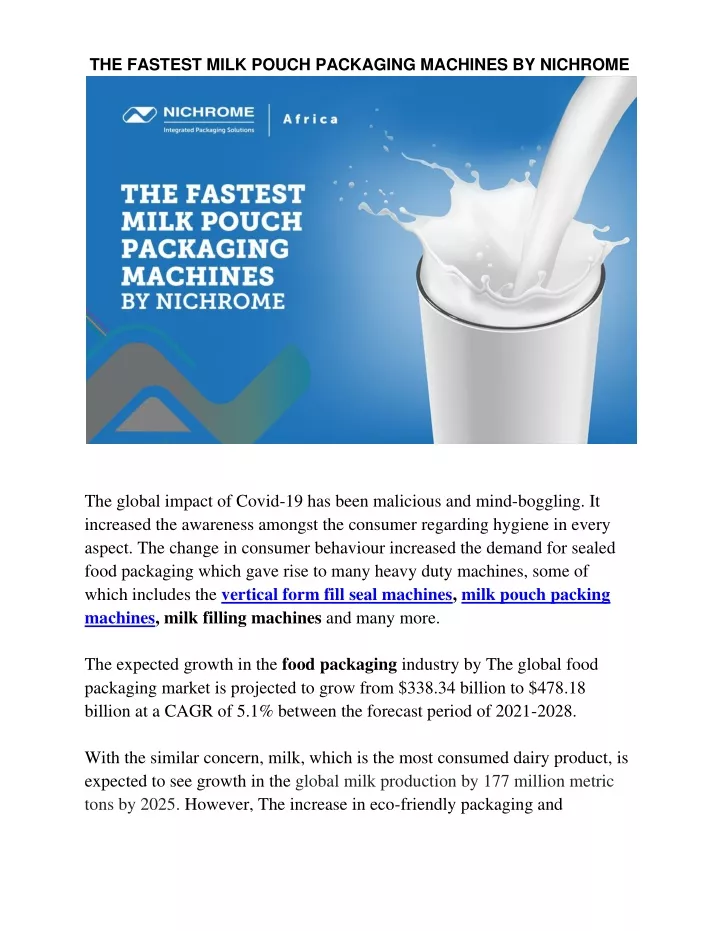 the fastest milk pouch packaging machines