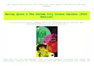 BEST [epub]$$ Harley Quinn & The Gotham City Sirens Omnibus (2022 Edition) PDF EBOOK DOWNLOAD