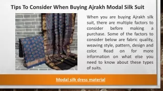 Tips To Consider When Buying Ajrakh Modal Silk Suit