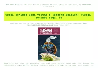 PDF READ  Usagi Yojimbo Saga Volume 5 (Second Edition) (Usagi Yojimbo Saga  5) ^DOWNLOAD E.B.O.O.K.#