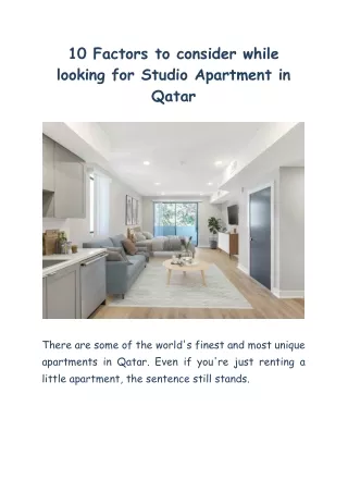 10 Factors to consider while looking for Studio Apartment in Qatar