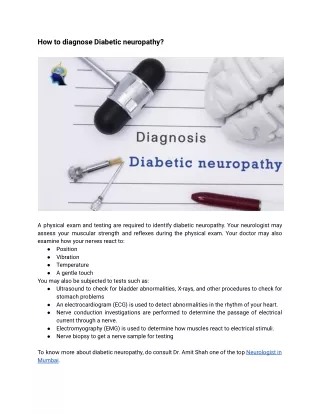 Diagnose Diabetic neuropathy | Dr. Amit Shah | Neurologist in Mumbai