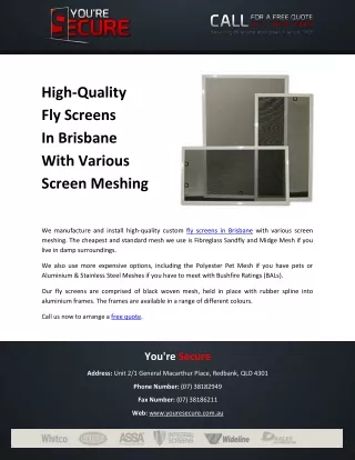 high quality fly screens in brisbane with various