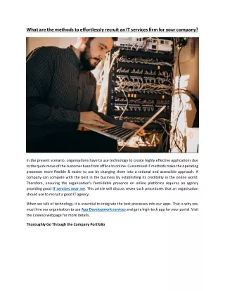 What are the methods to effortlessly recruit an IT services firm for your company