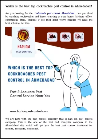 cockroaches pest control company in Ahmedabad