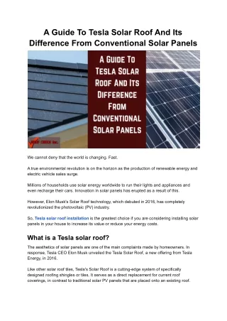 A Guide To Tesla Solar Roof And Its Difference From Conventional Solar Panels