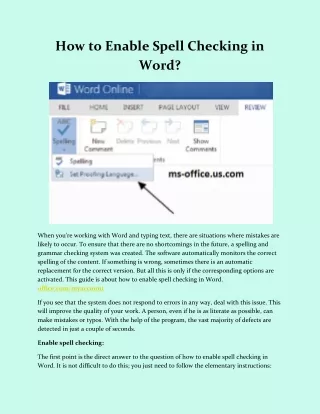 how to enable spell checking in word