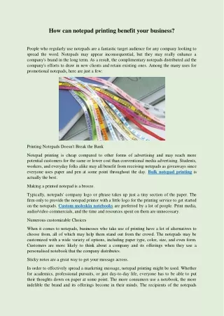 how can notepad printing benefit your business