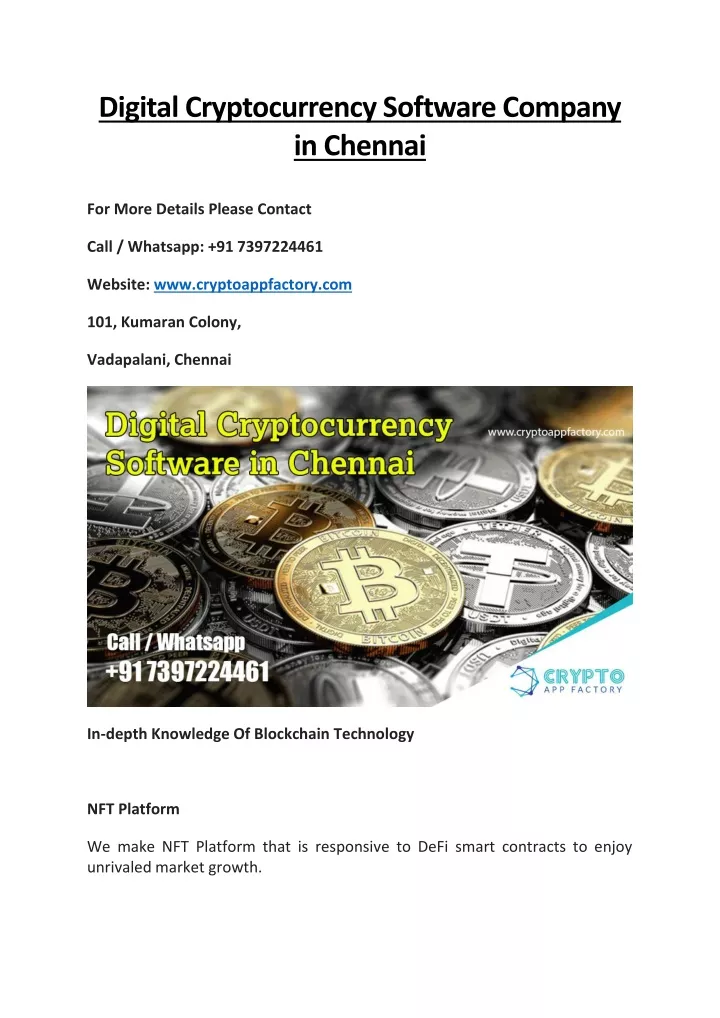 digital cryptocurrency software company in chennai