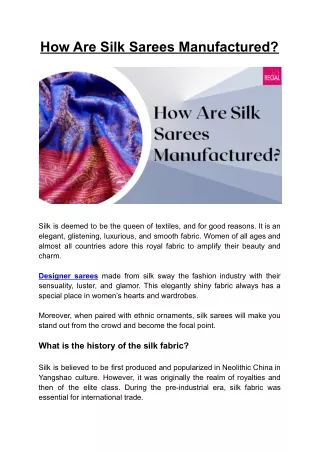 How Are Silk Sarees Manufactured?