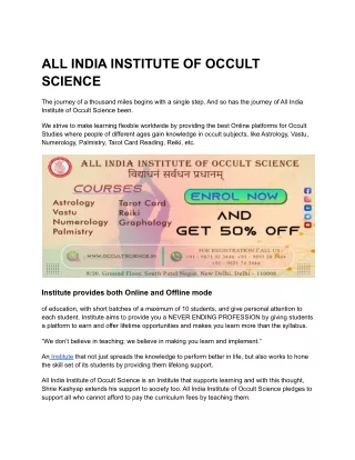 ALL INDIA INSTITUTE OF OCCULT SCIENCE