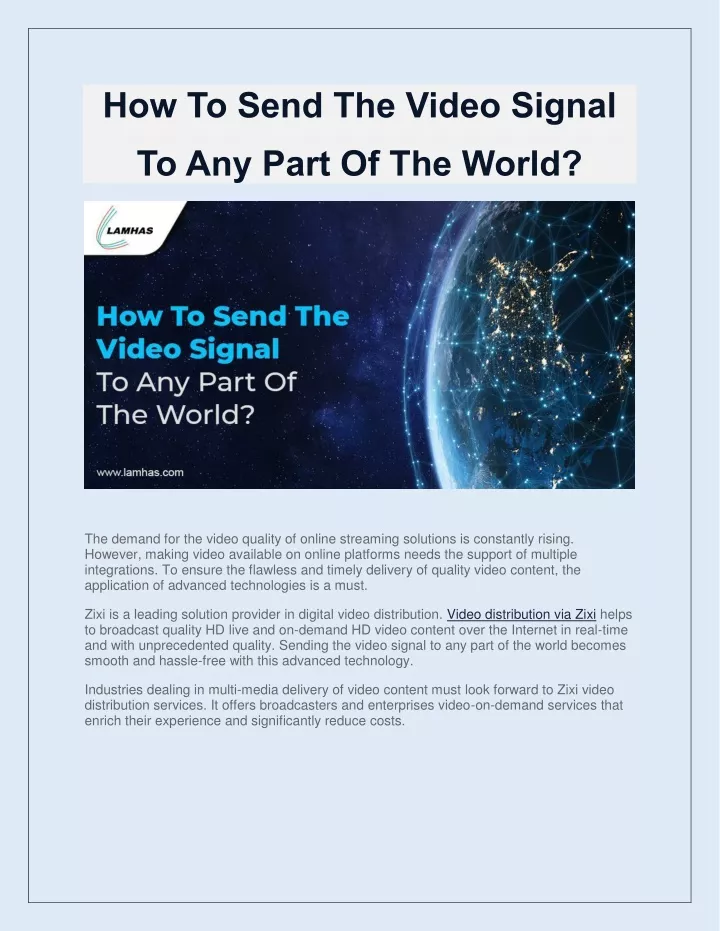 how to send the video signal to any part