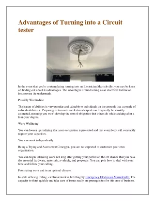 advantages of turning into a circuit tester