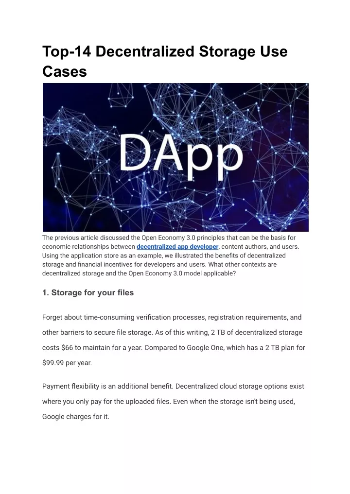 top 14 decentralized storage use cases