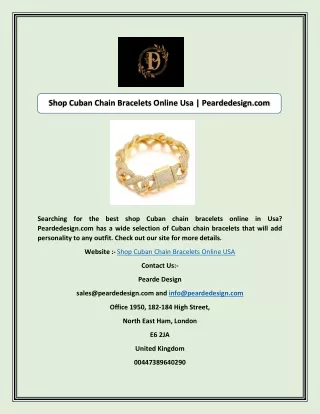 Shop Cuban Chain Bracelets Online Usa | Peardedesign.com