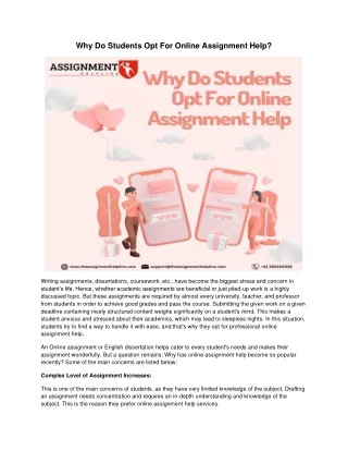 why do students opt for online assignment help