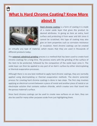 what is hard chrome coating know more about it