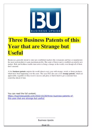 three business patents of this year that