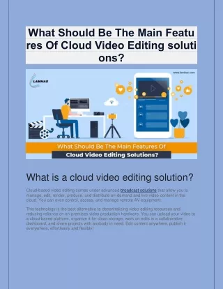 What Should Be The Main Features Of Cloud Video Editing solutions