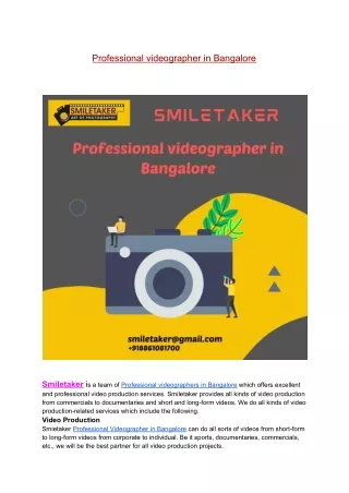Professional videographer in Bangalore
