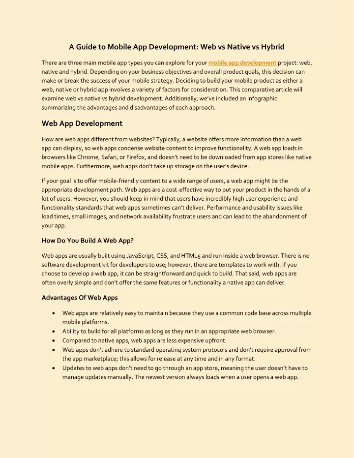 a guide to mobile app development web vs native