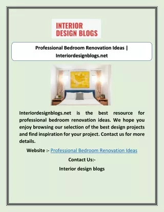 Professional Bedroom Renovation Ideas | Interiordesignblogs.net