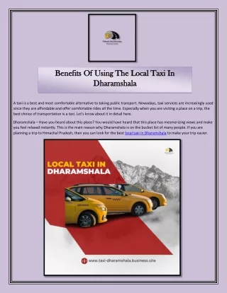 Benefits Of Using The Local Taxi In Dharamshala