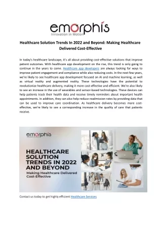 healthcare solution trends in 2022 and beyond