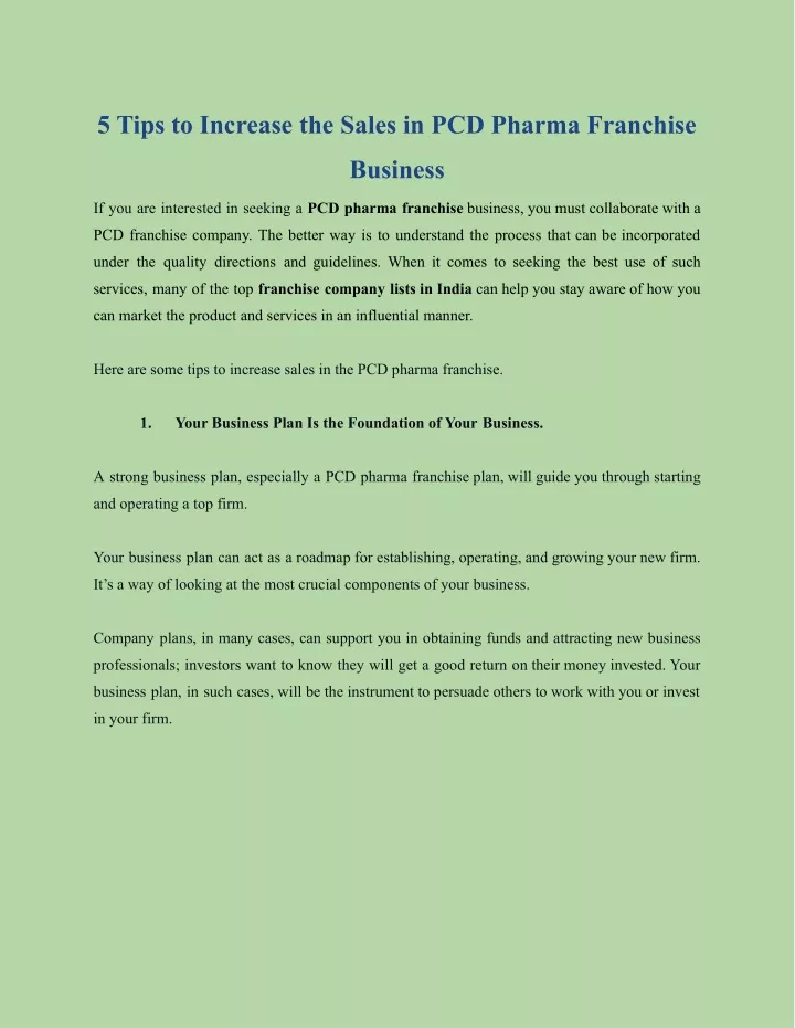 5 tips to increase the sales in pcd pharma