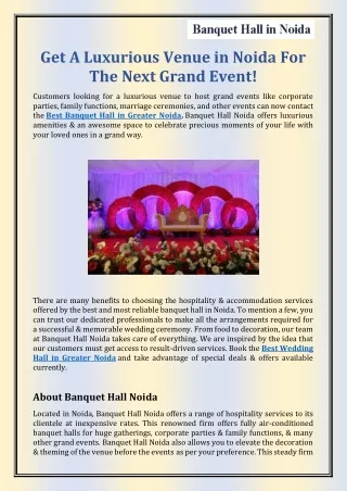 get a luxurious venue in noida for the next grand