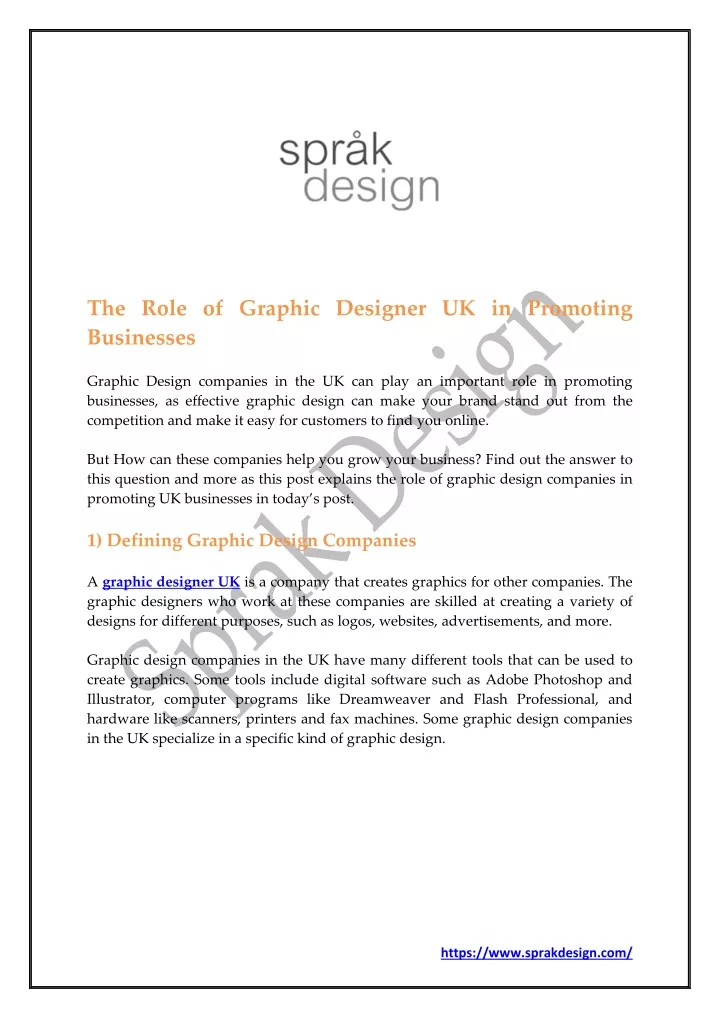 the role of graphic designer uk in promoting