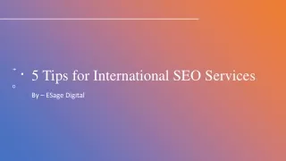 5 Tips for International SEO Services