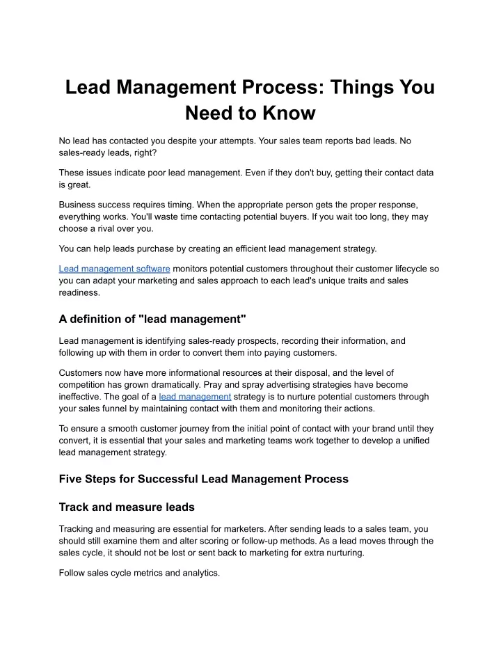 lead management process things you need to know