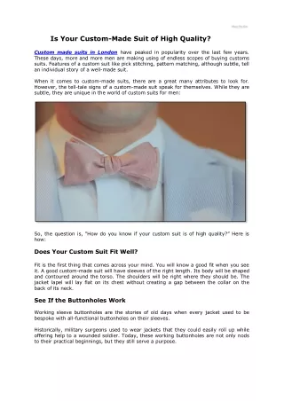 is your custom made suit of high quality