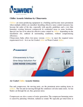 Chiller Acoustic Solutions by Climaveneta