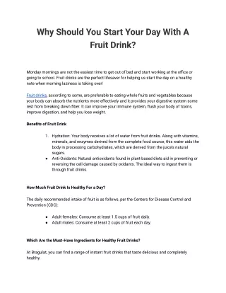 Why Should You Start Your Day With A Fruit Drink