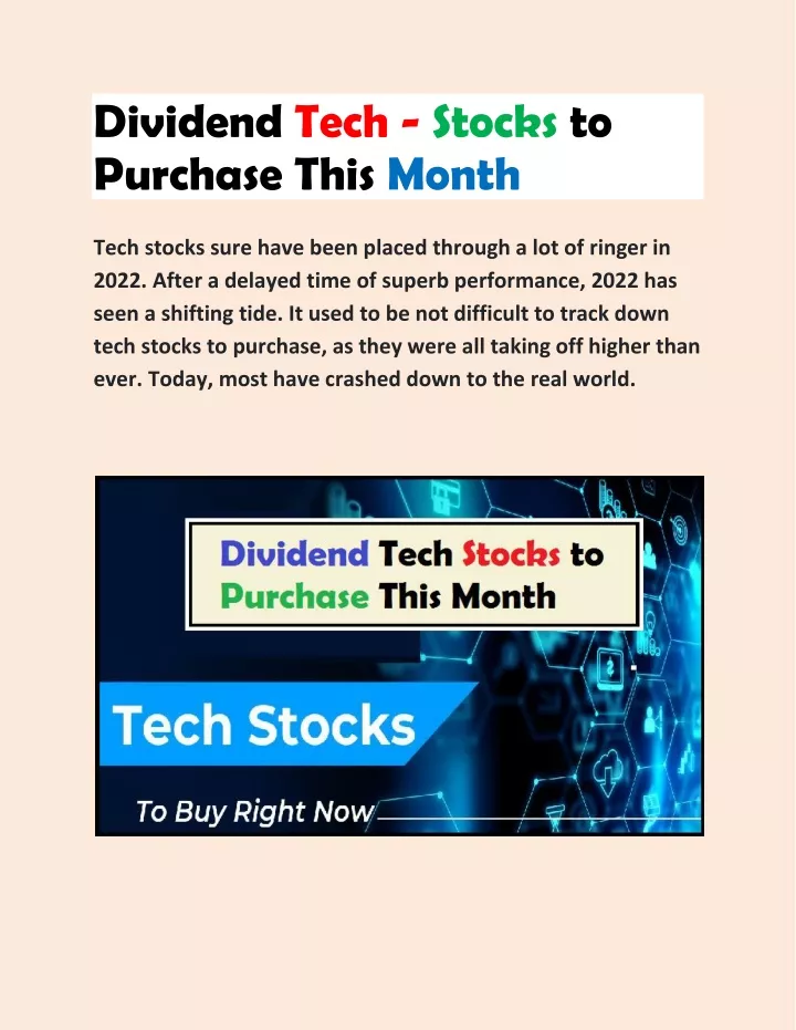 dividend tech stocks to purchase this month