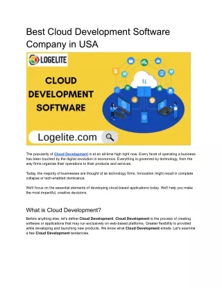 Best Cloud Development Software Company in USA
