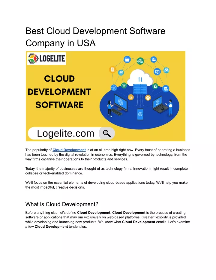 best cloud development software company in usa