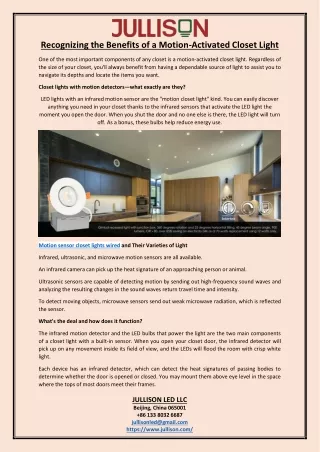 recognizing the benefits of a motion activated
