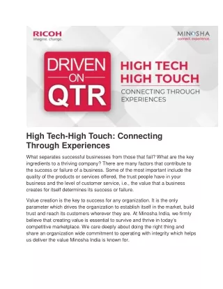 High Tech-High Touch- Connecting Through Experiences