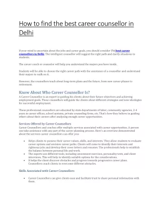 How to find the best career counsellor in Delhi