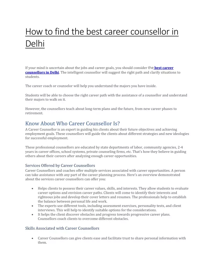 how to find the best career counsellor in delhi