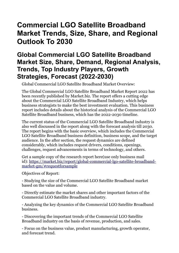 commercial lgo satellite broadband market trends