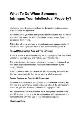What To Do When Someone Infringes Your Intellectual Property