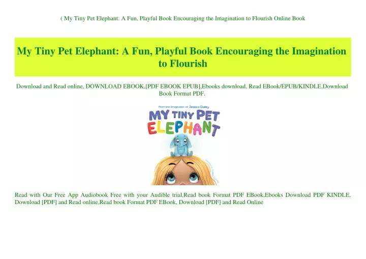 my tiny pet elephant a fun playful book