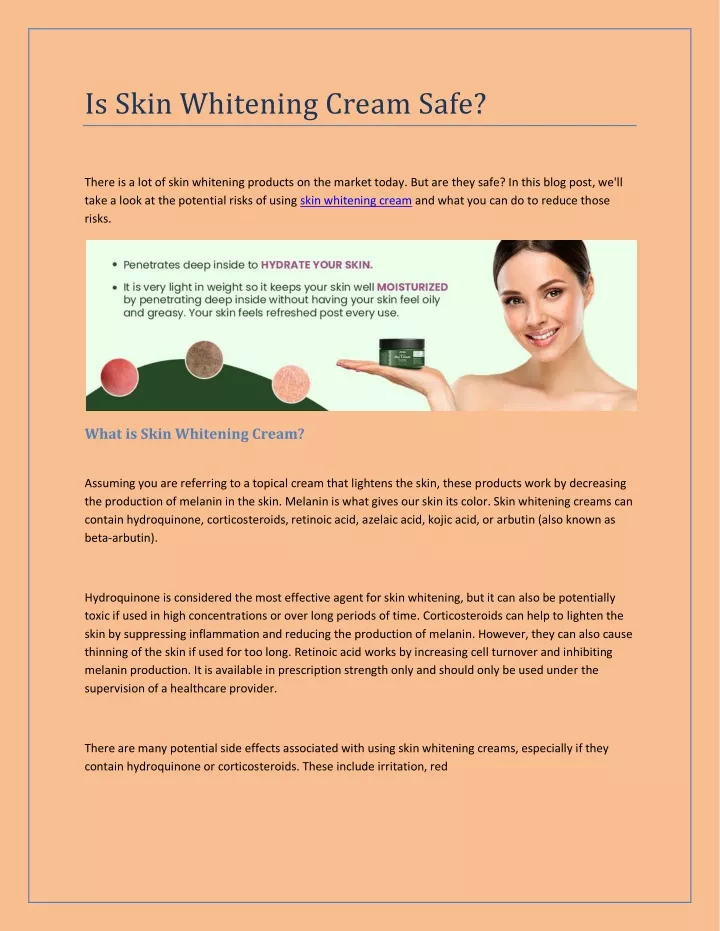 is skin whitening cream safe
