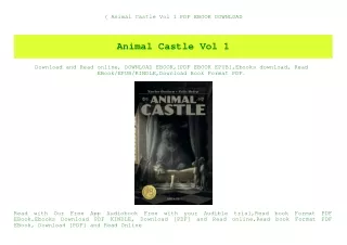 (B.O.O.K.$ Animal Castle Vol 1 PDF EBOOK DOWNLOAD