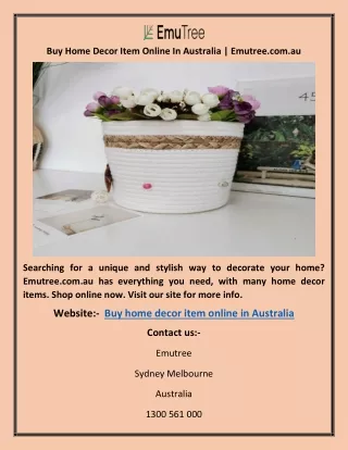 Buy Home Decor Item Online In Australia | Emutree.com.au